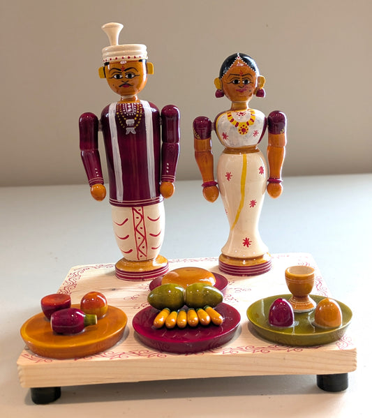Bride and Groom on Pelli Mandapam